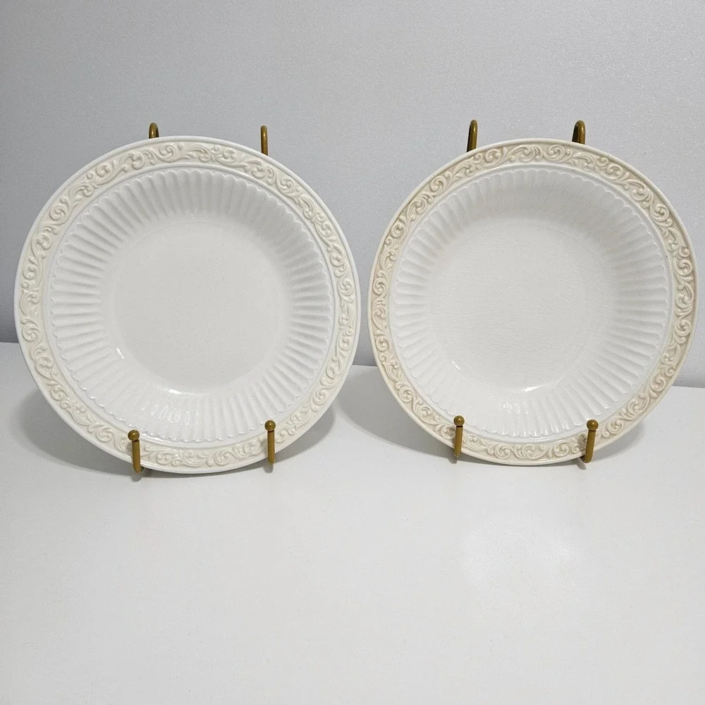 Lenox Butlers Pantry Pasta 2 Bowls Discontinued Ivory Stoneware Rimmed Soup Y2K